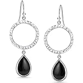 LeCalla 925 Sterling Silver Drop & Dangle Earrings for Women | Handmade Hammered Textured Drop Dangle Earring Jewelry | Women's Hammered Earrings Jewelry for Gift Mom Wife