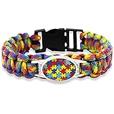 ZKXXJ Autism Puzzle Bracelet for Men Women,Paracord Rope Survival Bracelets Autism Dad Autism Mom Cuff Bracelets Bangle for Adults,Colorful Autism Awareness Puzzle Ribbon Bangle Autistic Jewelry