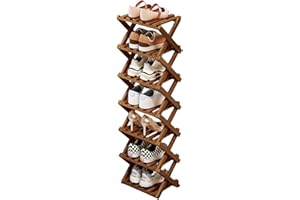 YYW Bamboo Shoe Rack for Entryway, Free Free Standing Shoe Racks Shelf Closet, Widen Foldable Vertical Shoe Storage Organizer