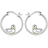 Duck Hoop Earrings 925 Sterling Silver Cute Animal Hoop Earrings Duck Gifts Jewelry for Women