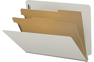 ECOM FOLDERS 25 Pt. Pressboard Classification Folders, Full Cut End Tab, Letter Size, 2 Dividers, Light Gray (Box of 10)