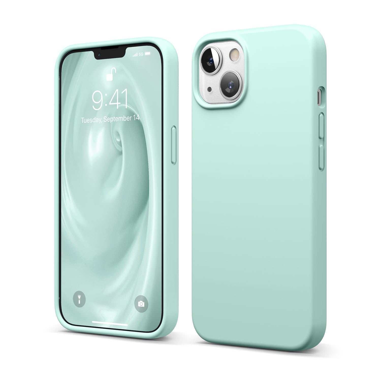 elago Liquid Silicone Case Compatible with iPhone 13 Case (6.1"), Premium Silicone, Full Body Protection - 3 Layer Shockproof Phone Cover, Anti-Scratch Soft Microfiber Lining (Aqua Sky)