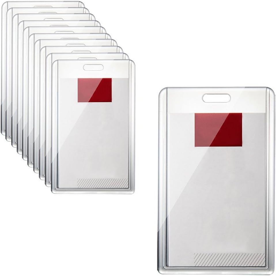 MyLifeUNIT Crystal Acrylic Badge Holder, ID Card Holder with Vertical Style, 10 Packs
