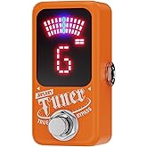 Tuner Pedal, Deluxe Chromatic Guitar Tuner Pedal for Electric Guitar and Bass, LED Silent Tuning with True Bypass, Millisecond Response &amp; &plusmn;1 Cent Accuracy USB/DC Powered for Noise-Free (Orange)
