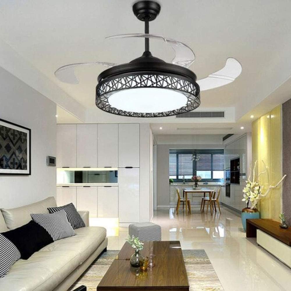 Tiptonlight Chandelier Ceiling Fan 4 Retractable Blades Modern