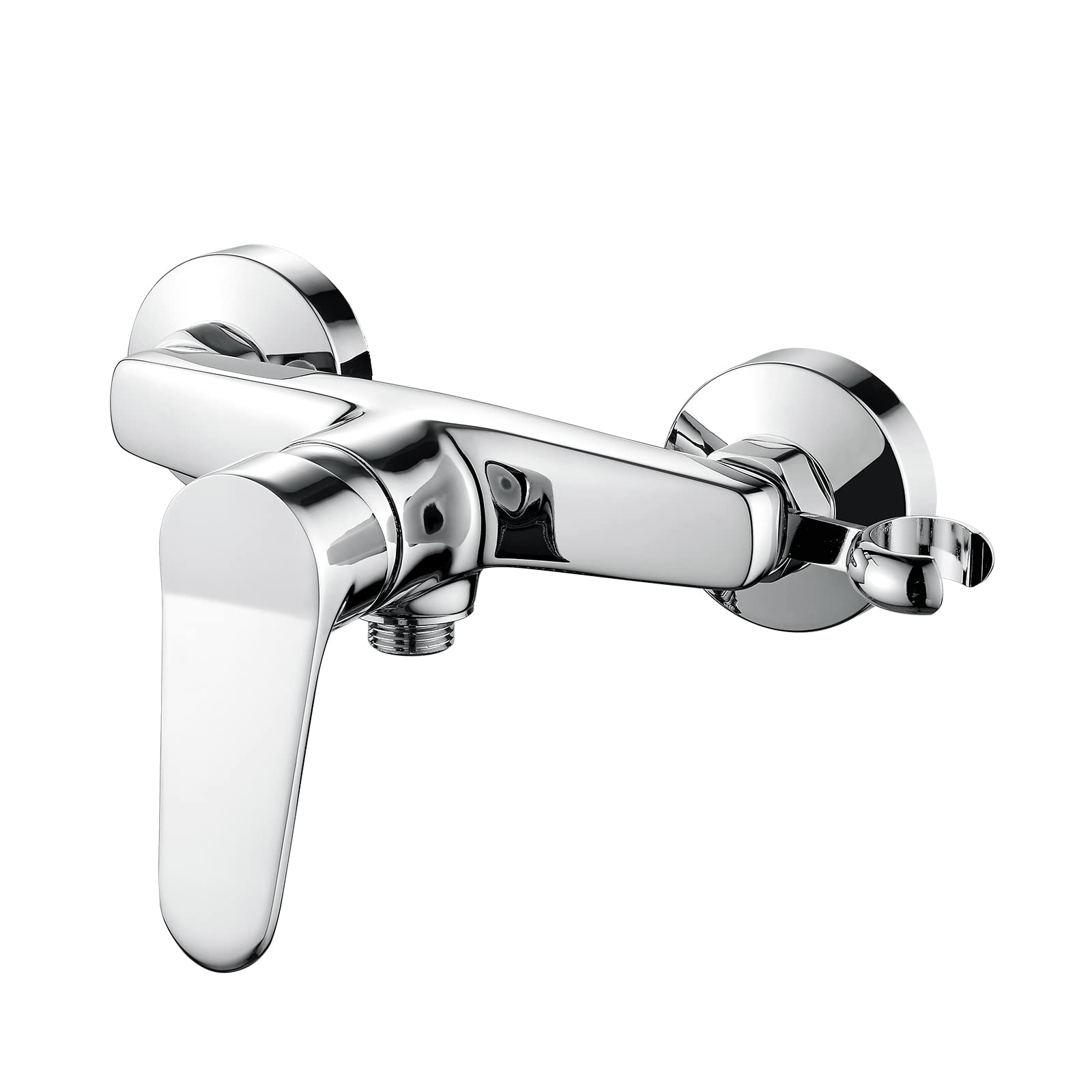 Ibergrif Shower Mixer Valve Wall Mounted, Shower Faucet Single Lever Shower Mixer Bar, with Shower Head Holder, Chrome Finished, Silver M12059-1