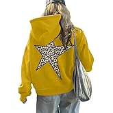 peassa Hoodies for Womens Y2k Oversized Star Print Sweatshirts Aesthetic Cheetah Graphic Hooded Hoodie