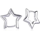 KUYLBUK 925 Sterling Silver Star Earrings for Women Cute Small Hoop Earrings Dainty Huggie Star Earring Holiday Simple Jewelry Gifts for Women Her