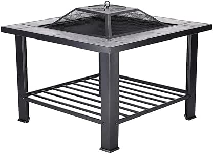 Zipperl Chimenea de Piedra Cuadrada de 30 Pulgadas, Cuenco de Fuego