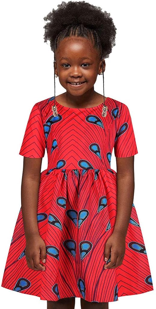 KpopBaby Toddler Girl African Dashiki Dresses, Skirt Ankara Ethnic Sleeveless Sloping Wax Summer Party Print Style Dress
