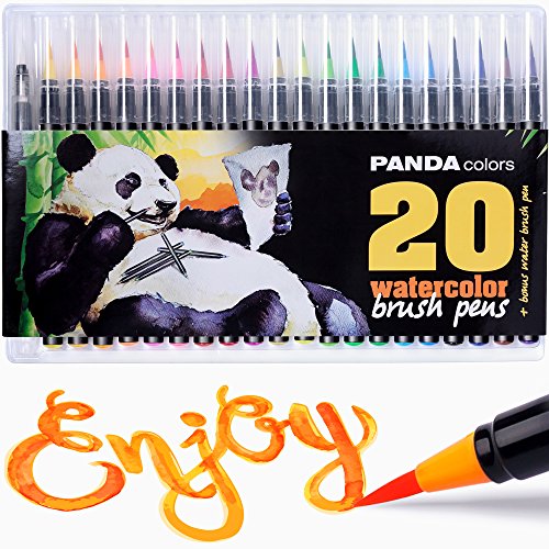 Watercolor Markers - Watercolor Pens - Soft Tip Calligraphy Markers - Watercolor Paint Pens - Watercolor Paint Markers - 20 Colors Paint Brush Pen Set - Watercolor Brush Pens - Suitable for Kids