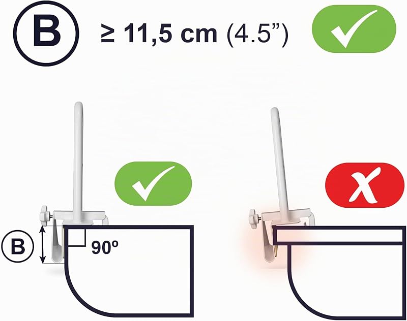 Pega ajustável para banheira para seniores, pega com borda lisa ≥8 cm