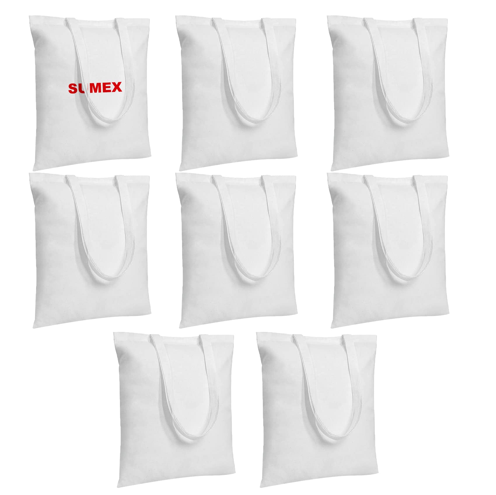 Sumex Sublimation Blanks Canvas Tote Bags Bulk,8 Pack 14"×16" Polyester Reusable Shopping Canvas Bag for Heat Press（White）
