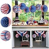 OULII Fourth of July Party Lantern Decoration Hanging US Flag Patriotic Design 10