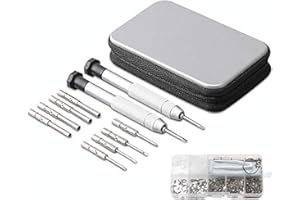 IGEYZOE Precision Screwdriver Set, Eyeglass repair kit with 10-style screwdrivers/nose pads/4 in 1 portable screwdrivers/ear hook/tweezer for eyeglasses sunglass watch calculator (with 70-style screws)