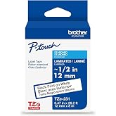Brother Genuine TZe231 Label Tape, Black Print on White, 1/2" | Each: 0.47 in x 26.2 ft, 12 mm x 8 m