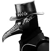 Black Leather Plague Doctor Mask Long Nose Bird Beak Plague Mask Steampunk Halloween Costumes Props Mask for Adult