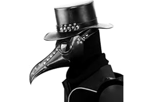 AZURTIS Black Leather Plague Doctor Mask Long Nose Bird Beak Plague Mask Steampunk Halloween Costumes Props Mask for Adult