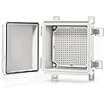 QILIPSU Waterproof Junction Box IP67 Outdoor Plastic Electrical Project Enclosure Weatherproof with Mounting Plate, Wall Brackets, Hinged Grey Cover 5.9"x5.9"x3.5"