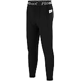 Roadbox Boys Compression Pants, Youth Athletic Sports Legging with Pocket, Base Layer Tights for Kids Running Football