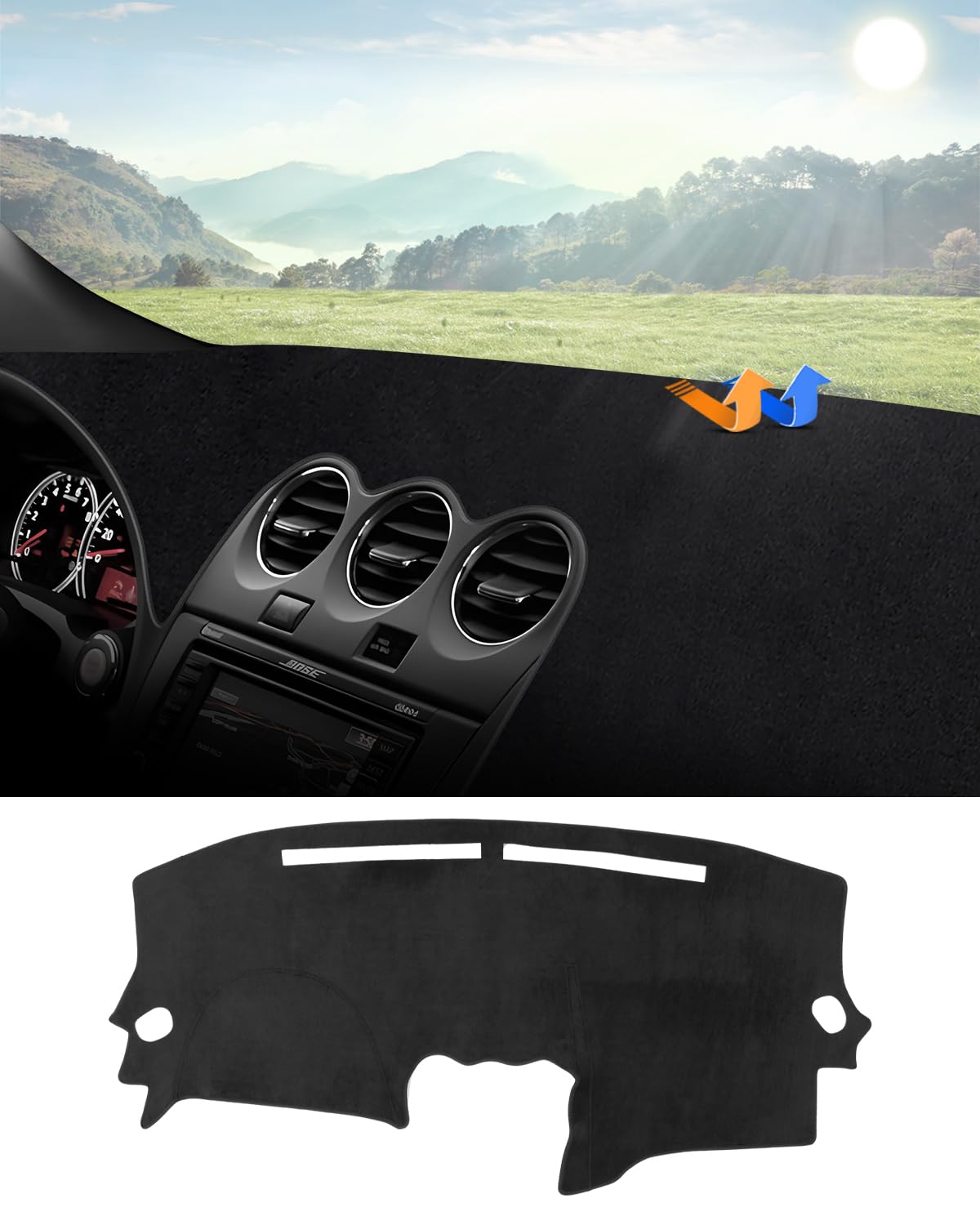 Photo 1 of Autorder Dashboard Cover Mat Fit for 2007-2012 Nissan Altima Accessories Dash Cover Flannel Dash Mat Sunshade Glare UV Rays Protector