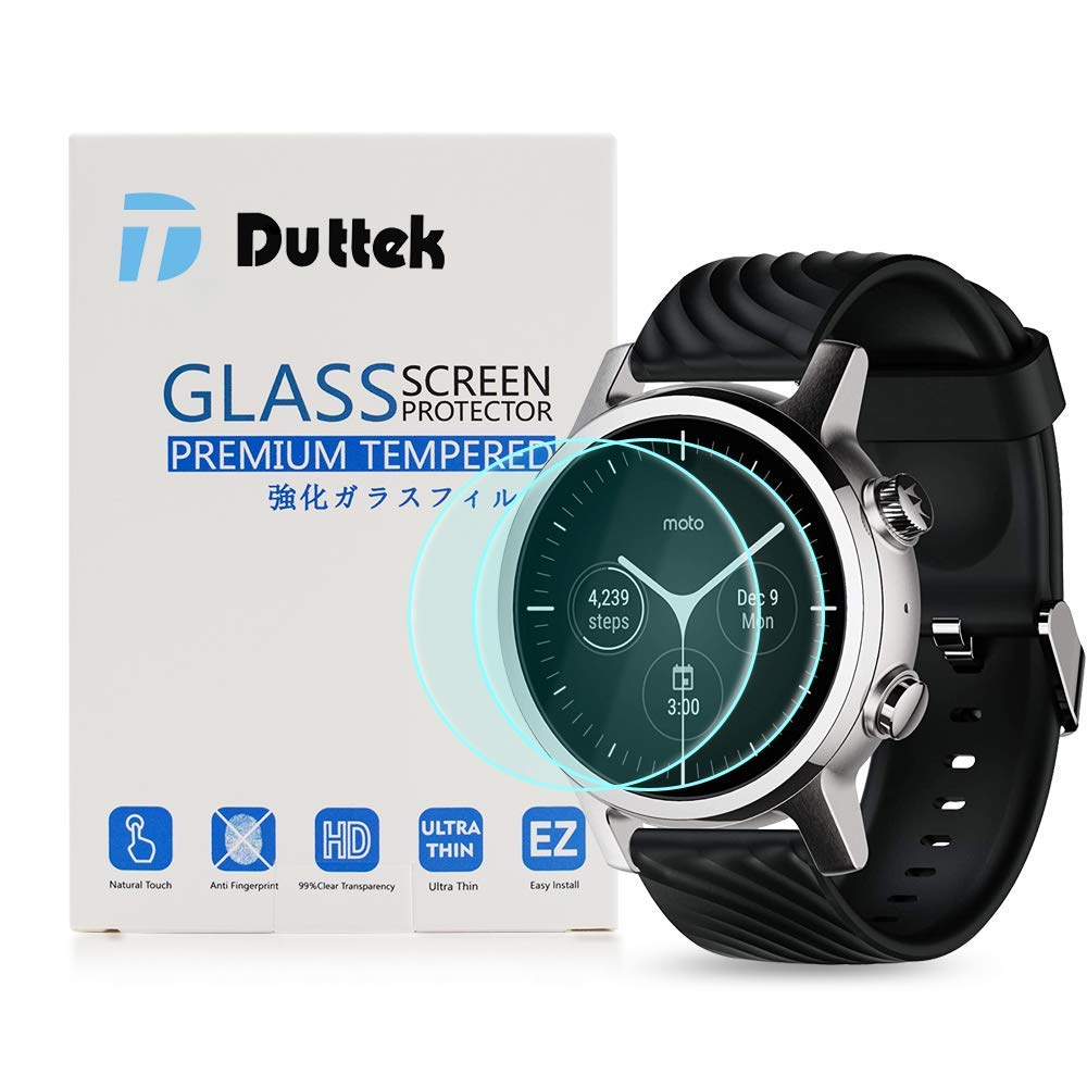 Duttek Tempered Glass Screen Protector for Moto 360 Gen 3, Tempered Glass Films for Moto 360 Gen 3 Smartwatch Tempered Glass Film Anti-Scratch High Definition 2 Pack