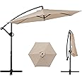 Shintenchi Patio Offset Umbrella with Easy Tilt Adjustment, Crank and Cross Base, Outdoor Cantilever Hanging Umbrella, Sunshade Canopy, Khaki