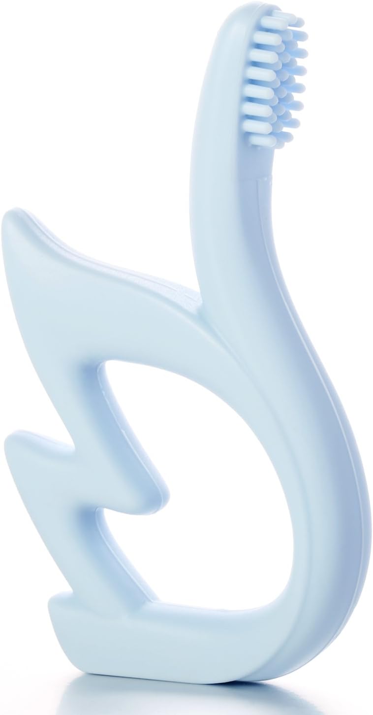 BBBiteMe Baby Toothbrush and Baby Teething Toy Silicone Swan Infant Teether (Cold Bule) …