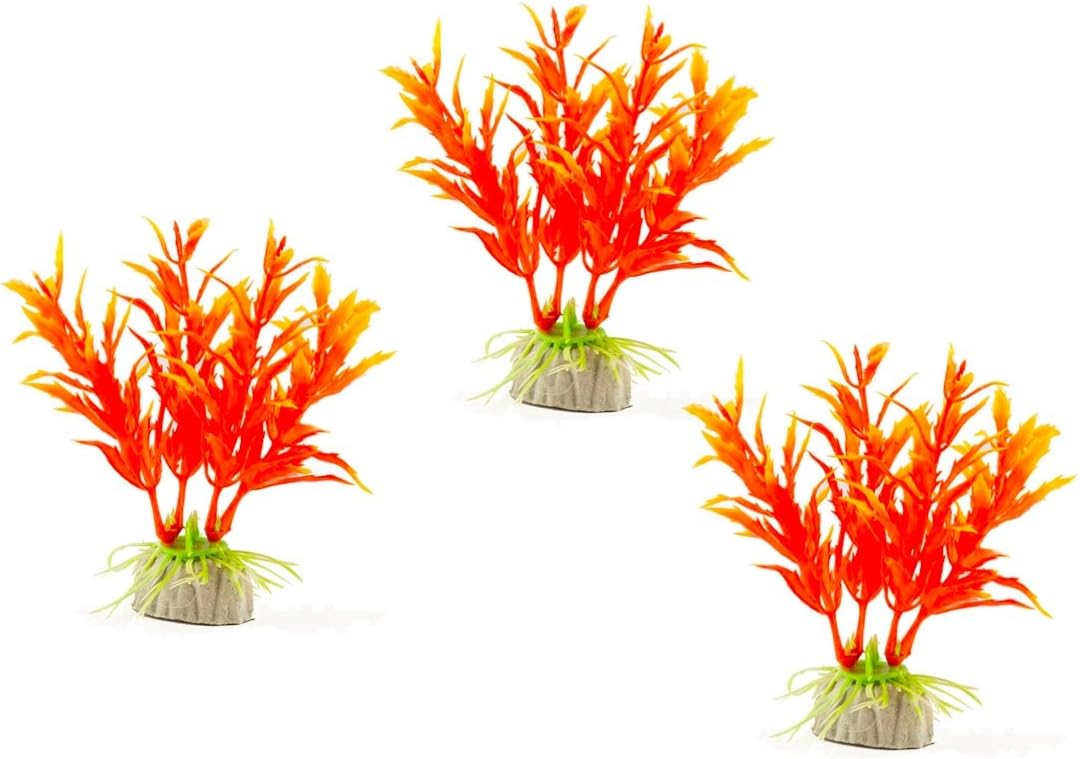 (3-Pack) 3" Lava Bush - Bright Orange Decorative Aquarium Plants