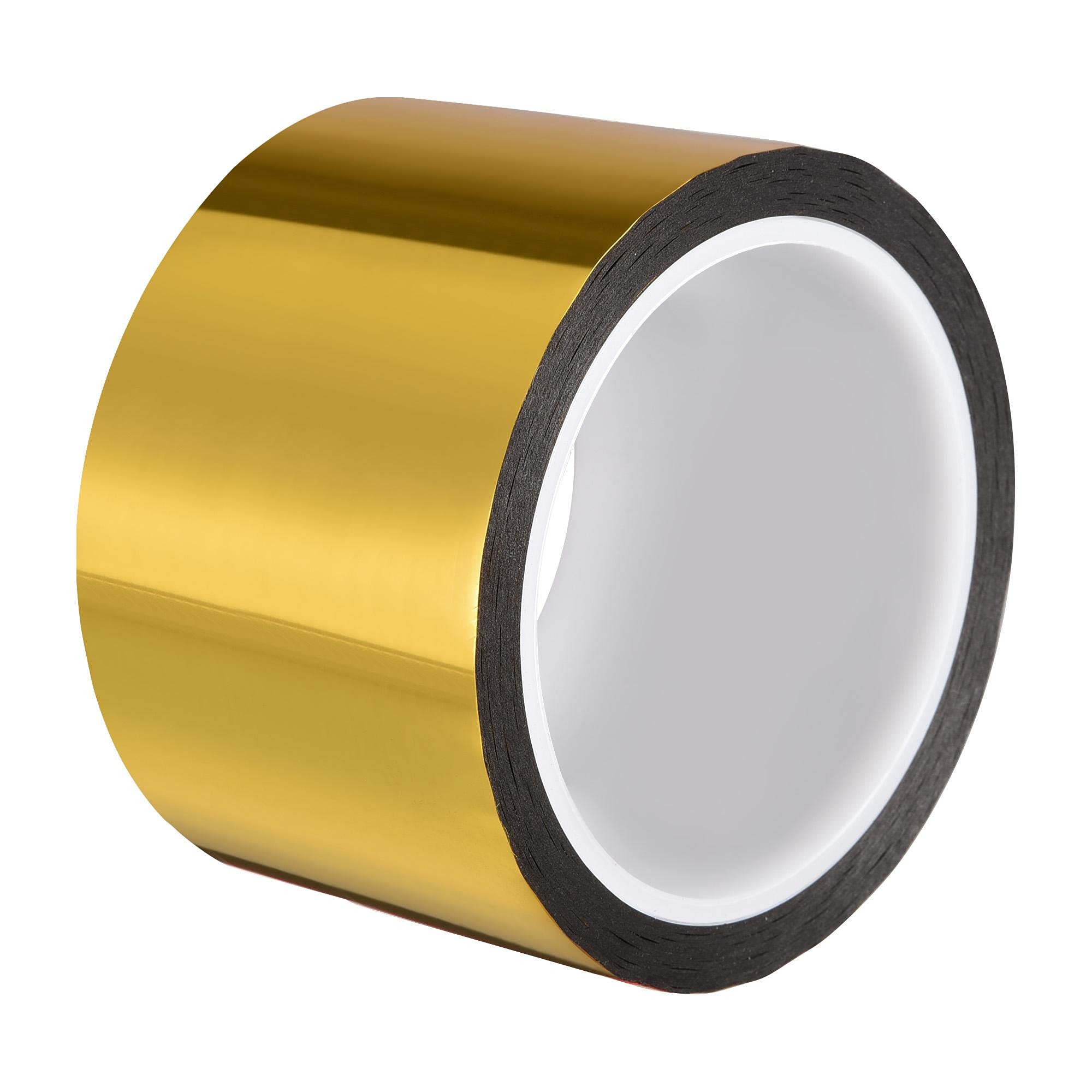 sourcing map Gold Tone Metalized Tape 70mm x 50m Decorative Metallic Mirror Washi Decor Tape for Detailing Accent Walls Graphic Arts,Boat Trim