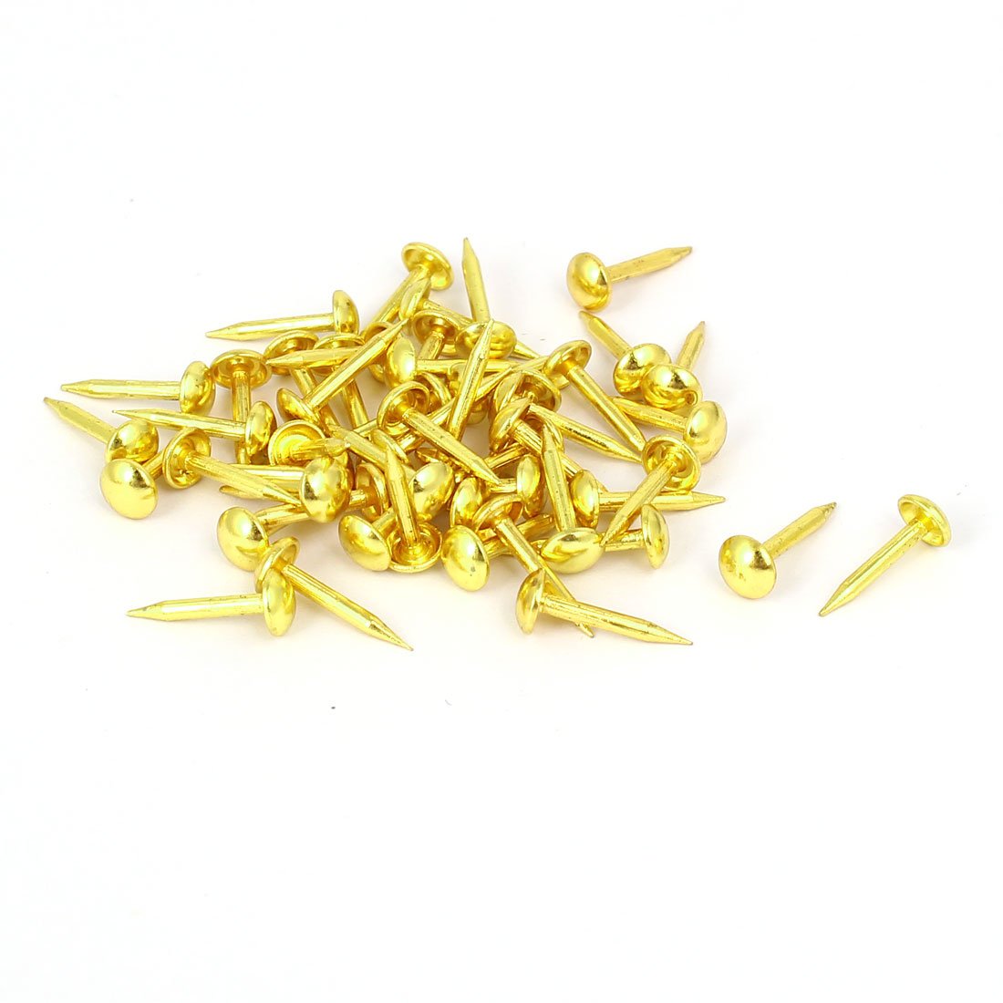 sourcingmap Home Furniture 5mm x 12mm Upholstery Thumb Tack Nail Push Pin Gold Tone 50pcs