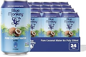 Blue Monkey Coconut Water - 100% Pure Coconut Water from Vietnam - No Pulp - No Sugar Added - Shelf Stable - Refreshing Hydra