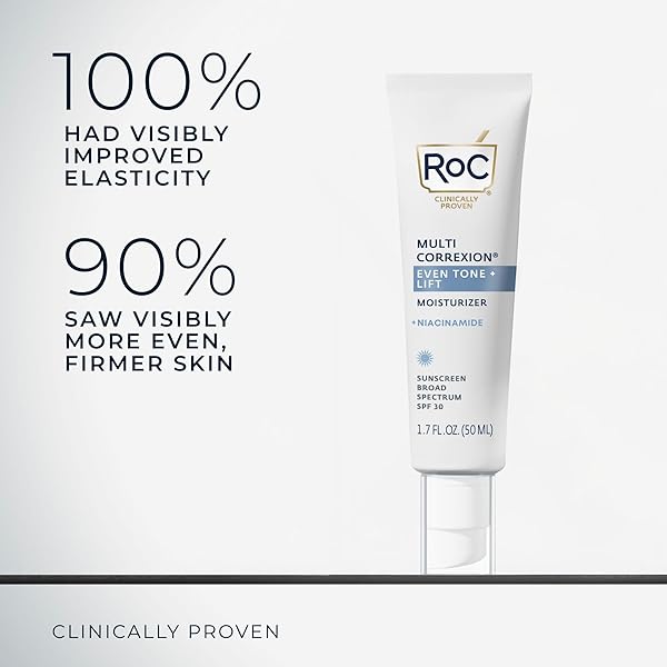 ROC MULTI CORREXION 5 IN 1 ANTI-AGING DAILY FACE MOISTURIZER WITH BROAD SPECTRUM SPF 30 & SHEA BUTTER, SKIN CARE ROUTINE, (1.7 OZ) WITH NIGHT CREAM PACKETTE (PACKAGING MAY VARY)