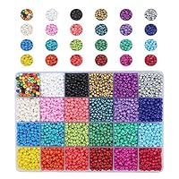 Pony Beads, 7,200 pcs 4mm Pony Beads Set in Glass Seed Beads Glass Seed Beads Small Craft Beads for DIY Bracelet Necklaces Crafting Bracelet Jewelry