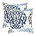 CaliTime Throw Pillow Cases Pack of 2 Cotton Vintage Compass Geometric Floral Embroidered Decorative Cushion Covers for Couch Bed Sofa Farmhouse Decoration 18 X 18 Inches Blue Gray