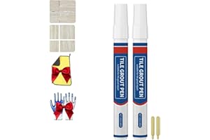 Tile Grout Repair Pen, 25g*2 Waterproof Ceramic Tile Gap Pen Line Marker with Replaceable Tip, Narrow Tip 5mm, Restores & Whi