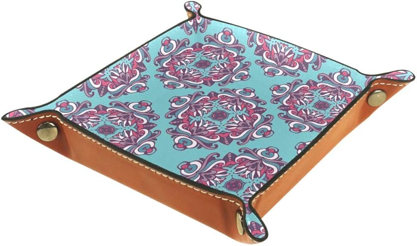 AMEILI - Bandeja decorativa de damasco con diseño de tejas de piel para