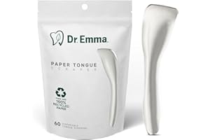 Dr. Emma Tongue Scraper, Disposable Tongue Cleaner for Adults, Paper Hygienic Scraper, Clean Tongue, Promote Fresh Breath, 60 Count (Pack of 1)