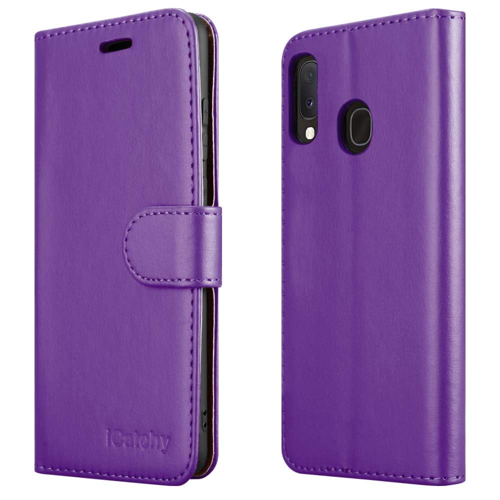 For Samsung Galaxy A20e Case Wallet Book [Stand View] Card Case Cover Magnetic Closure [Kickstand] Full Protection Premium Leather Folio Case Compatible with Samsung Galaxy A20E Phone Cover (Purple)