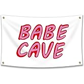 Babe Cave Flag 3x5 Feet Tapestry Funny Poster Durable Man Cave Wall Flag with 4 Brass Grommets This beautiful entertaining banner flag for College Dorm Room Decor,Outdoor,Parties gifts, travel, filming, events, festivals..