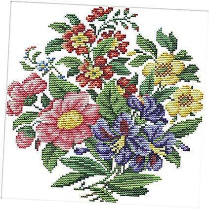 クロスステッチキット 刺繍キット 図案印刷 花束 刺繍工具付き 全2種 多色 28 28cm 14ct 刺しゅうキット 通販 Amazon