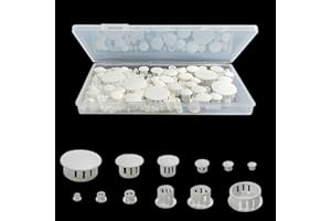 ZYYC 155 pcs White Plastic Plugs, 5mm (0.19"), 6mm (1/4"), 8mm (5/16"), 10mm (3/8"), 13mm (1/2"), 25mm/(1"), 6 Sizes Plastic Hole Plugs Set