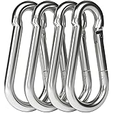 dimok Heavy Duty Carabiner Clips Stainless Galvanized Carbon Steel Spring Snap Hook Set for Camping Swing Boating Hammock Hiking 3 1/2 Inch