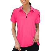 Viracy Womens Golf Polo Shirts 1/4 Zip Up Overlap Short Sleeve Quick Dry Workout Tops
