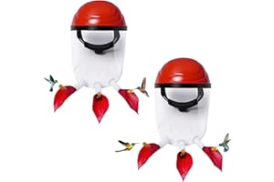 Hsmanchry 2025 Upgraded 2 Pack Hummingbird Feeder Helmet | Wearable Hummingbird Mask Feeder with Anti-Fog Lens & Bionic Flower | Adjustable for Adults & Teens Lightweight PVC Red