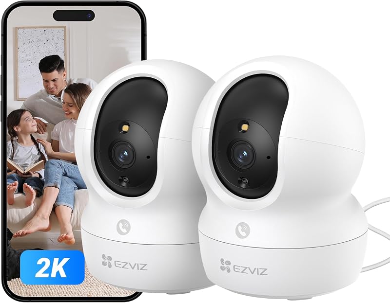 Câmara de vigilância WiFi interior 2pk CP1 2K com rastreamento automático, câmara IP WiFi 360° para bebé com visão noturna a cores, deteção humana, chamada bidirecional, suporta 512GB