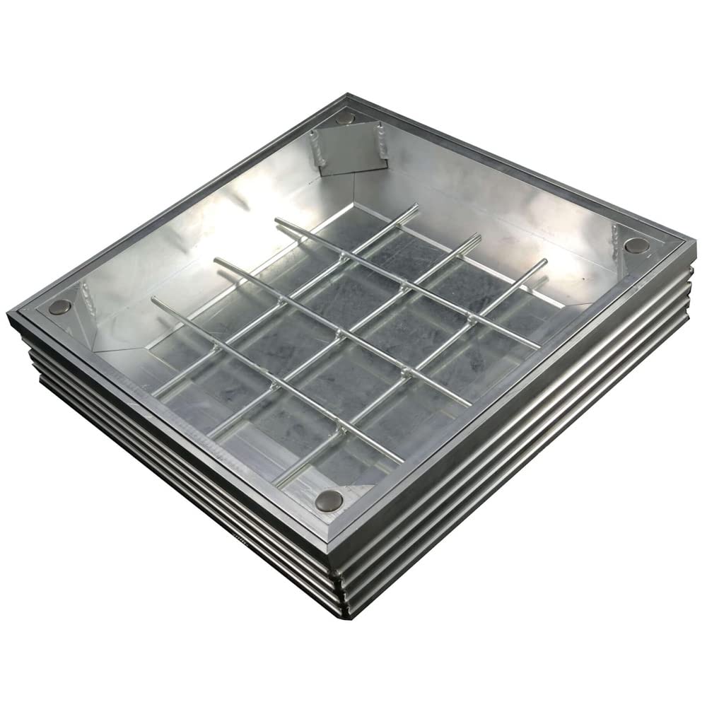 EcoGrid DS-Line-60 Double Sealed Recessed Manhole Cover | Extruded Aluminium Manhole Cover | External Outdoor Inspection Chamber Drain Cover with Manhole Lifting Keys | 300 x 300 x 48mm