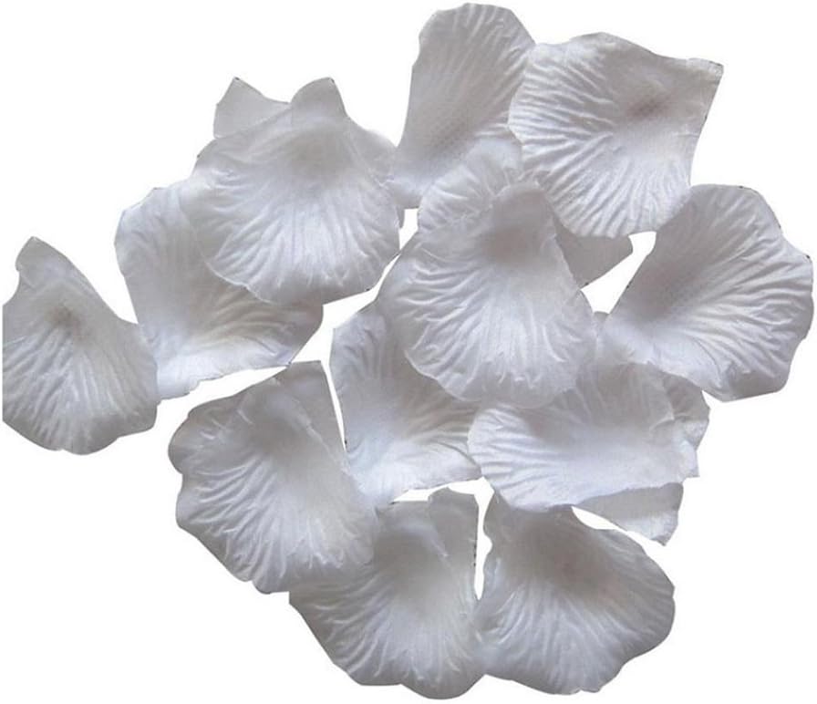 FTXJ Artificial Flowers, 500pcs Silk Rose Artificial Petals Wedding Party Favors Decoration (White)