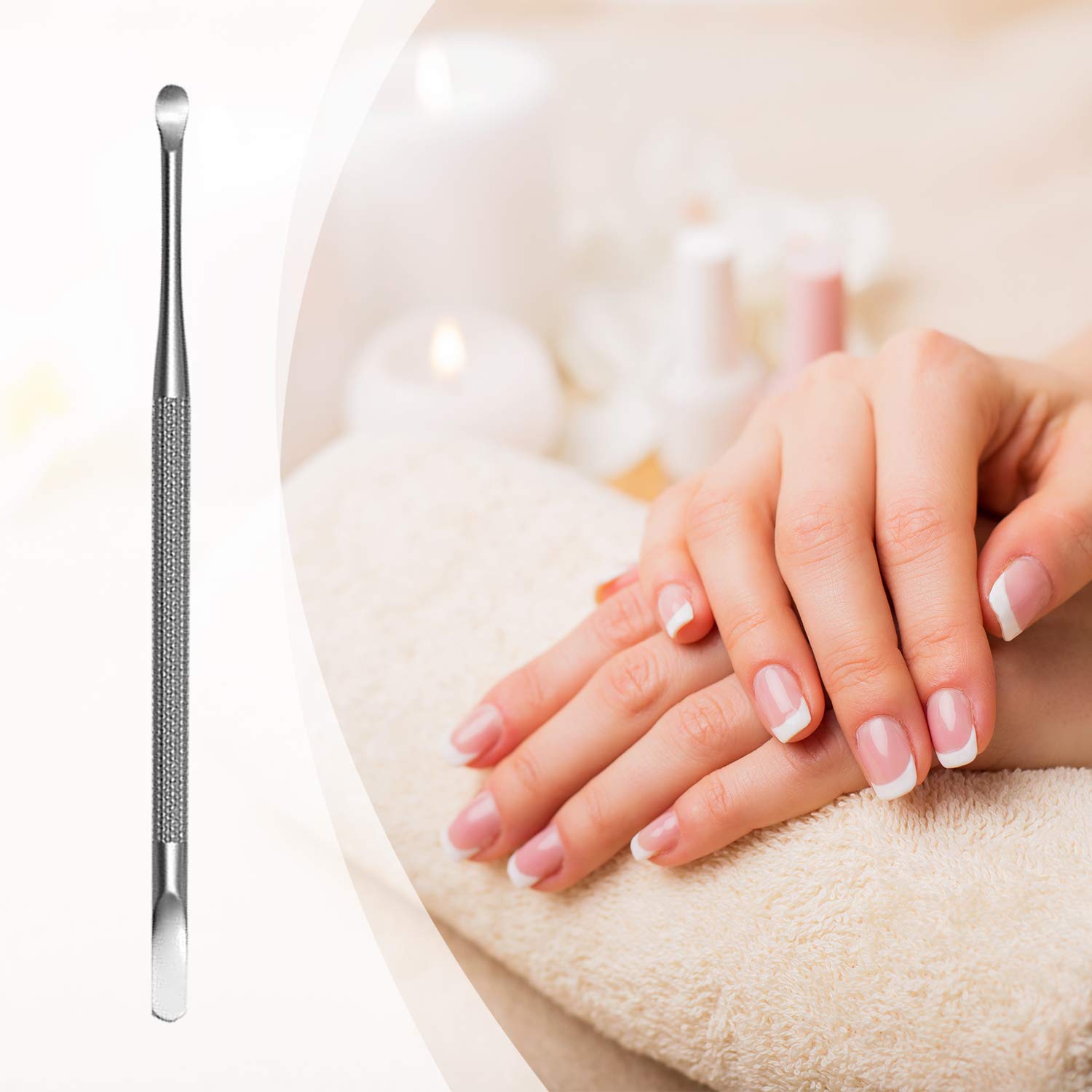 Professional Cuticle Pusher and Spoon Nail Cleaner | Dual Sided Stainless Steel Pusher and Nail Cleaner | For Nail And Cuticle Care | by Sterling Beauty Tools: Beauty