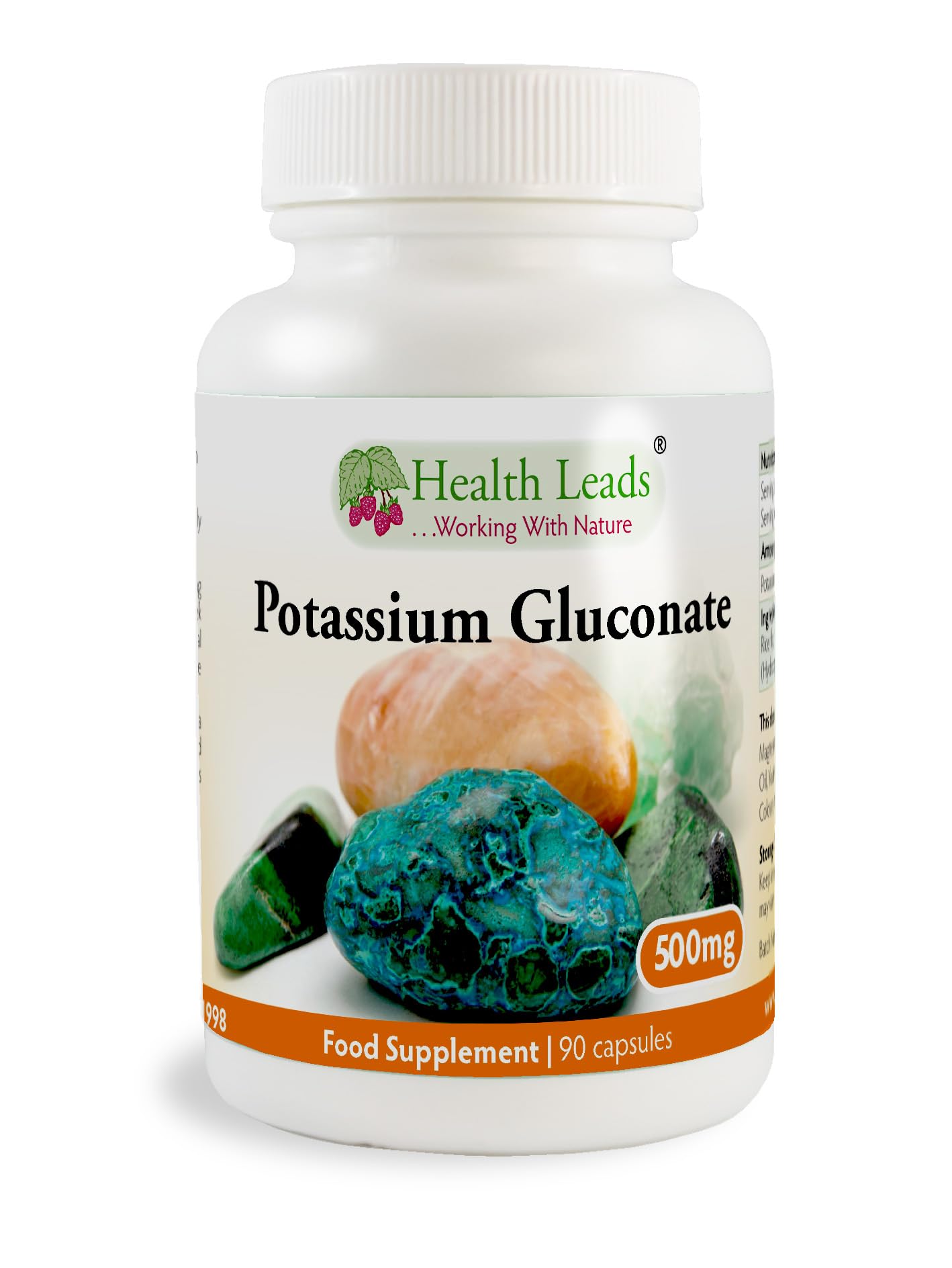 Potassium Gluconate 500mg x 90 Capsules (100% Additive Free Supplements)